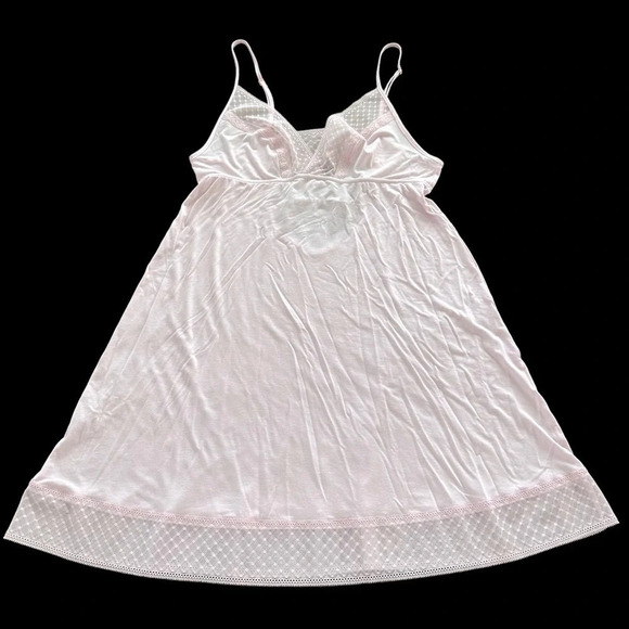 Victoria’s Secret size Medium Baby Pink Modal Knit Sleep Dress Chemise Lace Trim - Picture 1 of 7